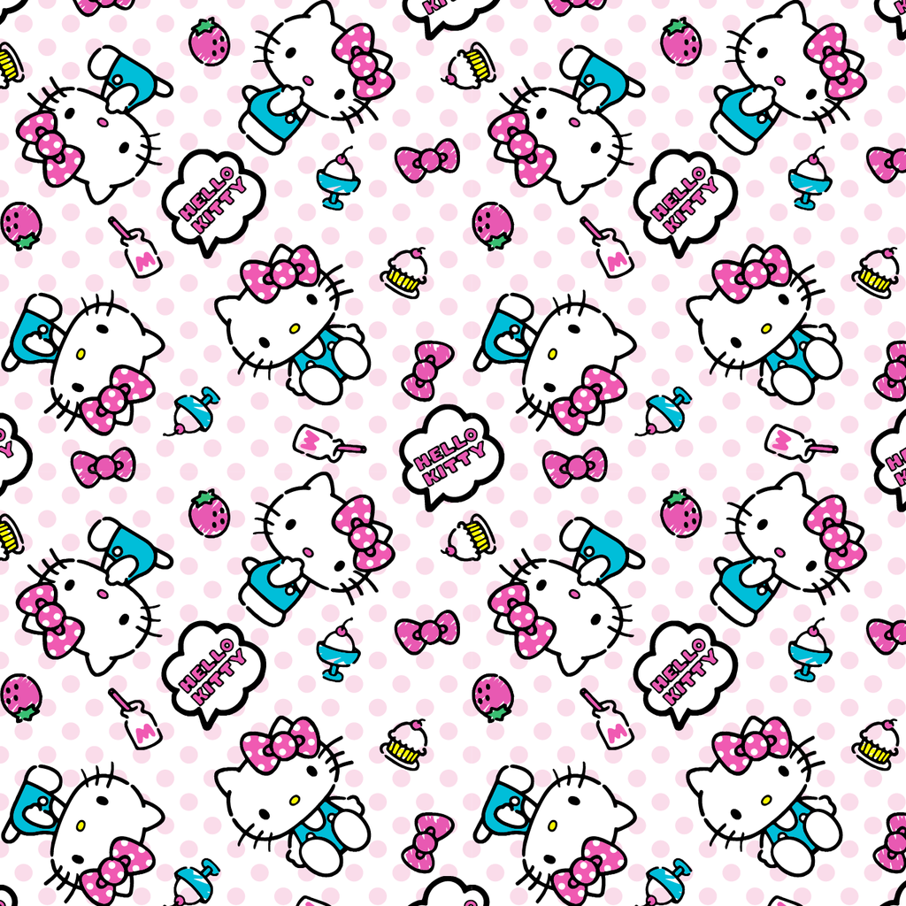 BRUSH ESTAMPADO HELLO KITTY FONDO BLANCO & PUNTOS ROSADOS
