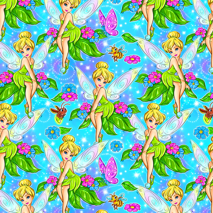 BRUSH ESTAMPADO TINKERBELL FONDO TURQUESA