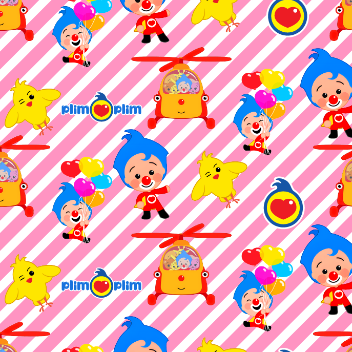 BRUSH ESTAMPADO PLIM PLIM FONDO DE RAYAS ROSAS