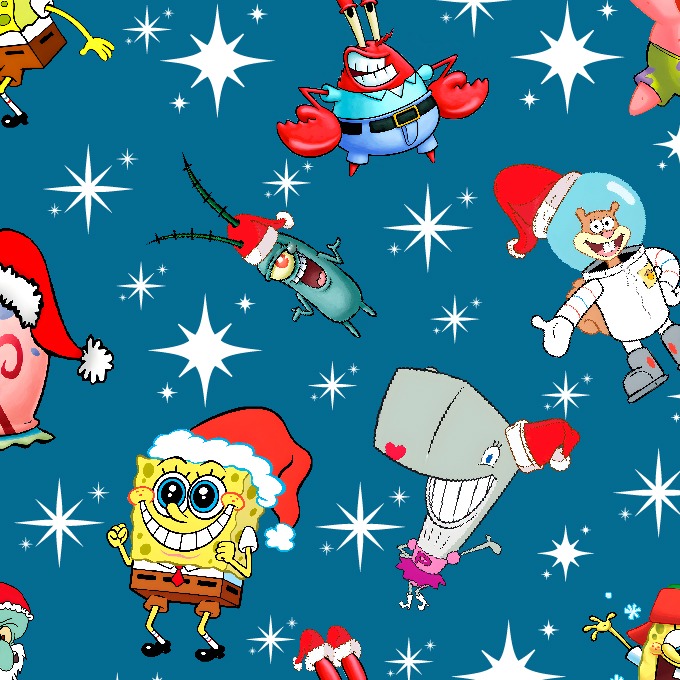 BRUSH ESTAMPADO NAVIDEÑO BOB ESPONJA FONDO PETROLEO