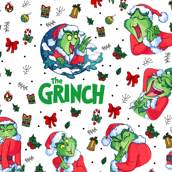 BRUSH ESTAMPADO NAVIDEÑO NAVIDEÑO GRINCH FONDO BLANCO