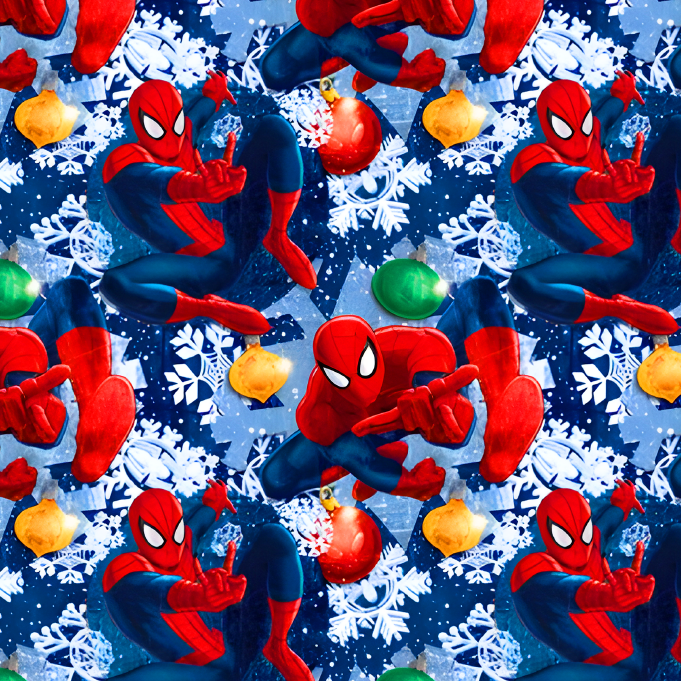 BRUSH ESTAMAPADO NAVIDEÑO MARVEL SPIDER-MAN FONDO AZUL
