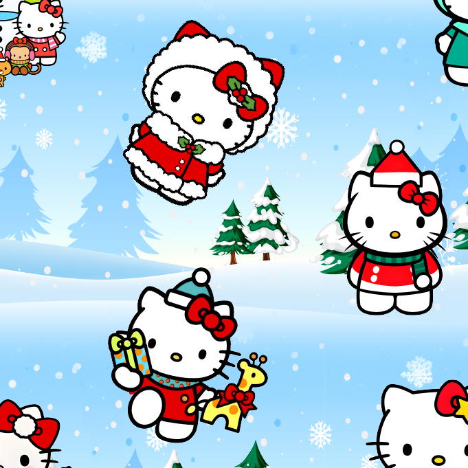 BRUSH ESTAMPADO NAVIDEÑO HELLO KITTY FONDO NEVADO