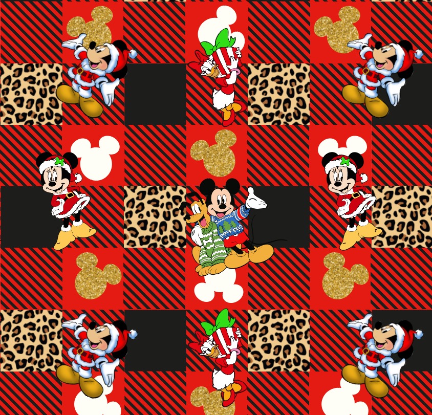 BRUSH ESTAMPADO NAVIDEÑO MICKEY MOUSE & AMIGOS FONDO CUADROS