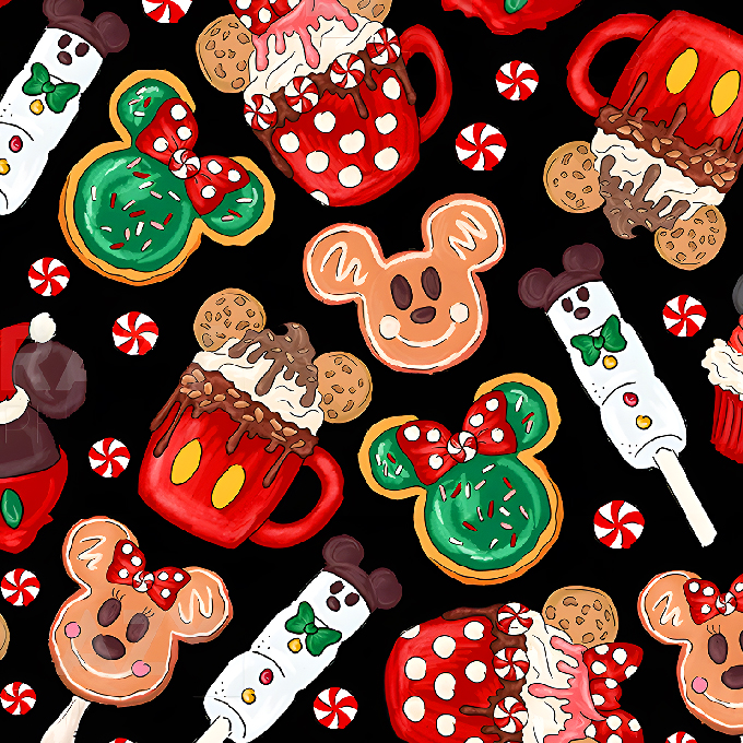 BRUSH ESTAMPADO NAVIDEÑO GALLETAS FONDO NEGRO