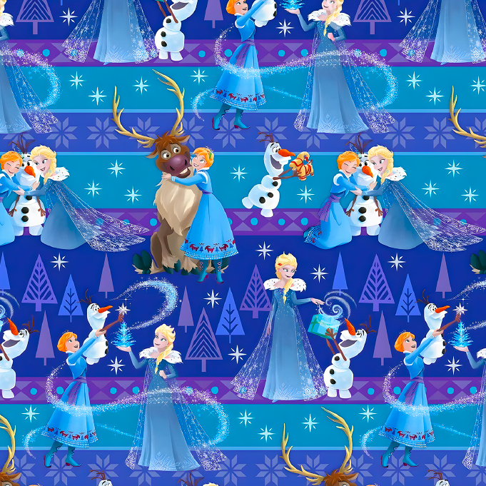 BRUSH ESTAMPADO FROZEN FONDO RAYAS AZULES