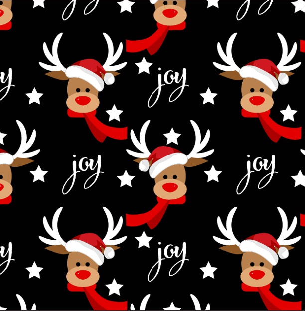 BRUSH ESTAMPADO RENO CON GORRO Y FONDO NEGRO