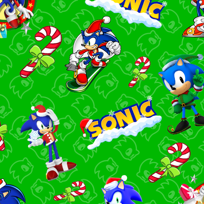 BRUSH ESTAMPADO NAVIDEÑO SONIC FONDO VERDE