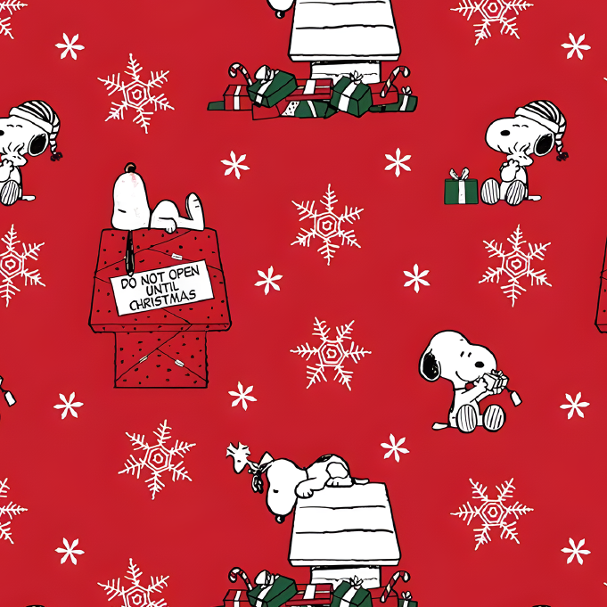 BRUSH ESTAMPADO NAVIDEÑO SNOOPY FONDO ROJO