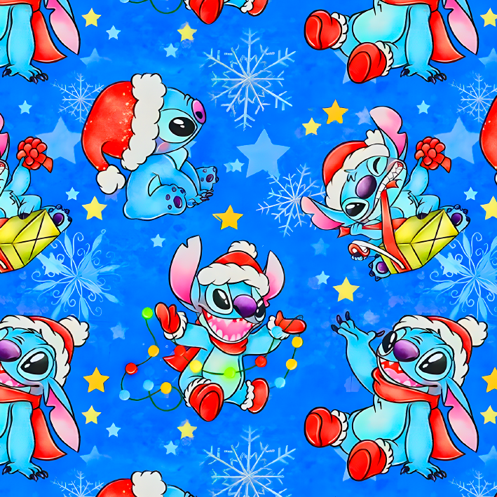 BRUSH ESTAMPADO STITCH NAVIDAD FONDO AZUL