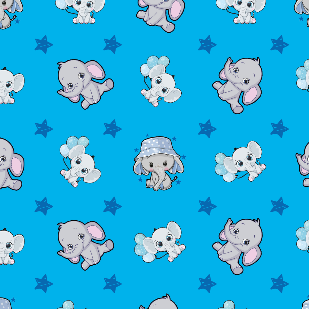 BRUSH ESTAMPADO ELEFANTES FONDO CELESTE