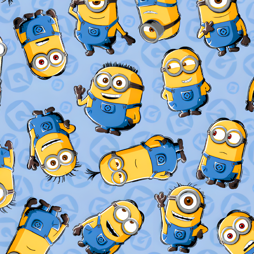 BRUSH ESTAMPADO PLANA MINIONS FONDO CELESTE