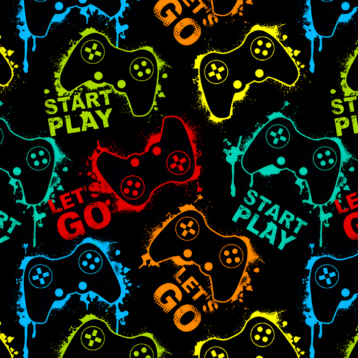 BRUSH ESTAMPADO CONTROLES DE PLAY DE COLORES