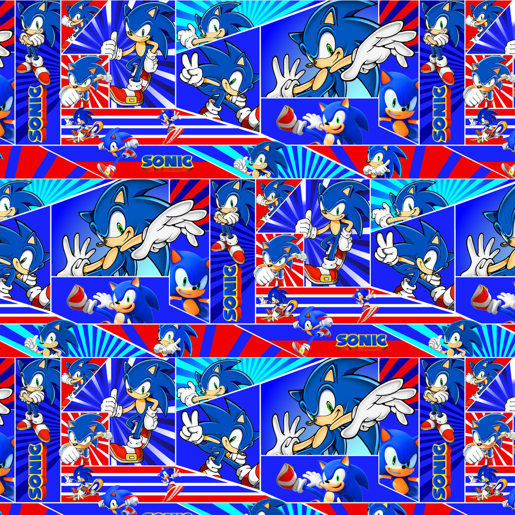 BRUSH ESTAMPADO SONIC FONDO AZUL Y ROJO