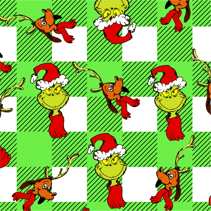 BRUSH ESTAMPADO GRINCH CUADROS VERDES CON BLANCO