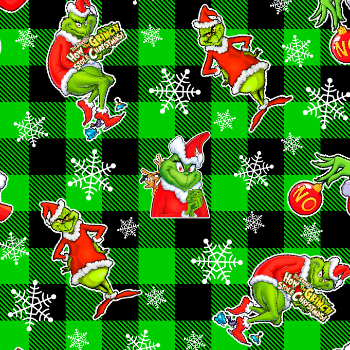 BRUSH ESTAMPADO GRINCH CUADROS VERDE Y NEGRO