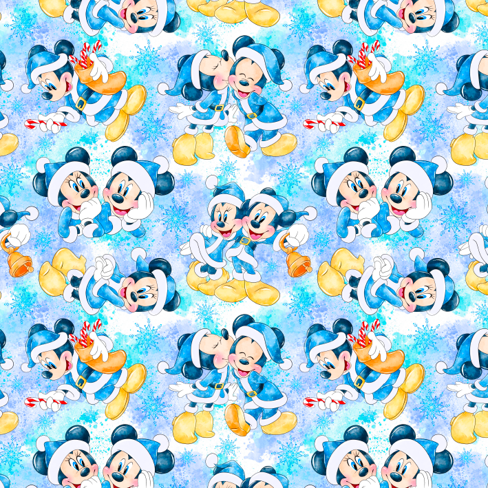 BRUSH ESTAMPADO MICKEY NAVIDAD CELESTE