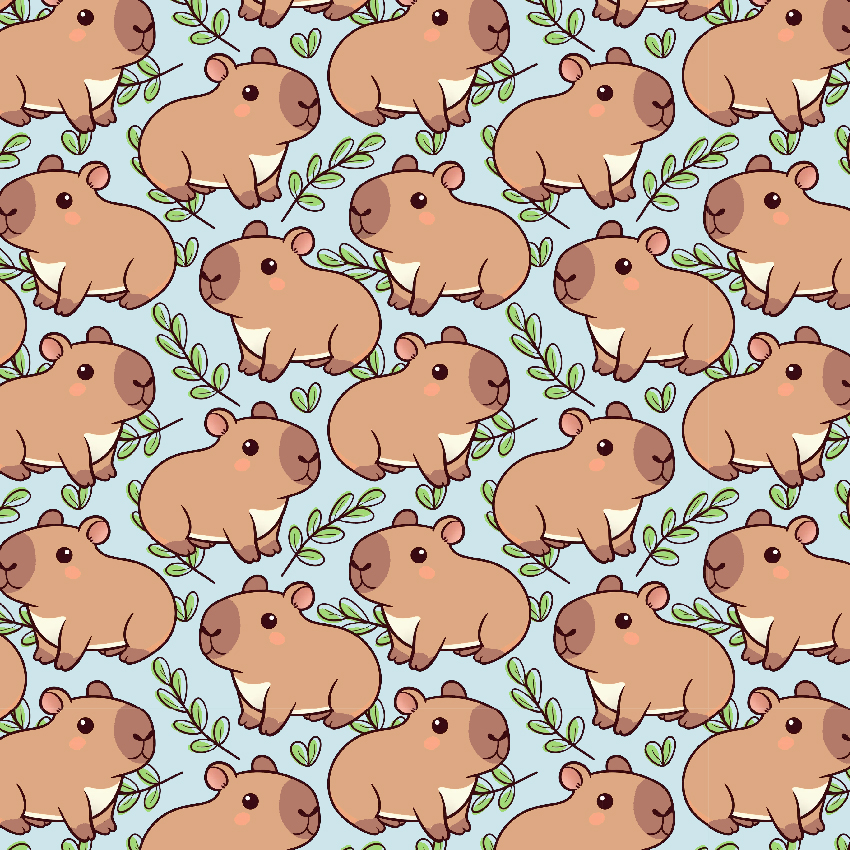 BRUSH ESTAMPADO CAPIBARA FONDO VERDE AGUA
