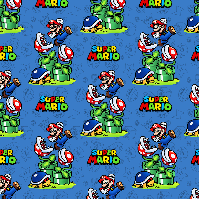 BRUSH ESTAMPADO MARIO BROS CLASICO FONDO CELESTE