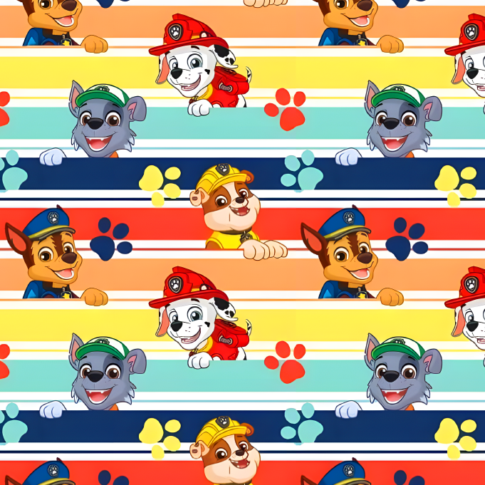 BRUSH ESTAMPADO PAW PATROL FONDO LINEAS DE COLORES