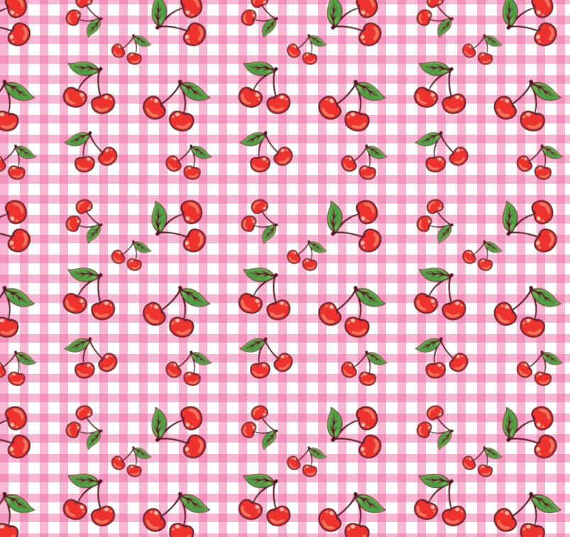 BRUSH ESTAMPADO CEREZA CUADROS