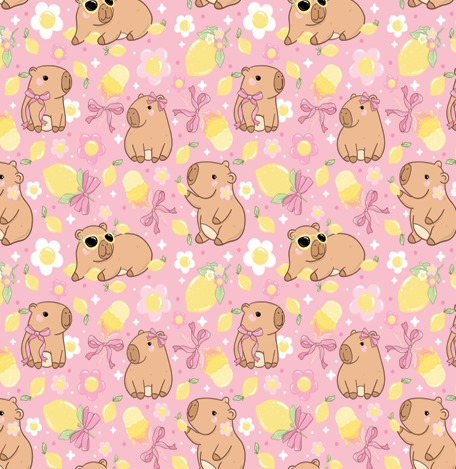 BRUSH ESTAMPADO CAPIBARA  C LIMON ROSA