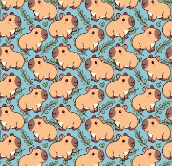 BRUSH ESTAMPADO CAPIBARA FONDO CELESTE