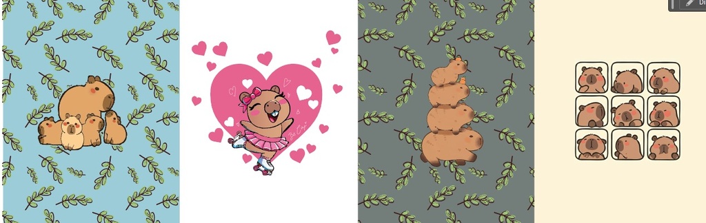 BRUSH ESTAMPADO FRENTE CAPIBARA RECUADRO Y GRIS