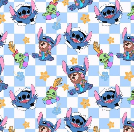 BRUSH ESTAMPADO STICH CUADROS CELESTE