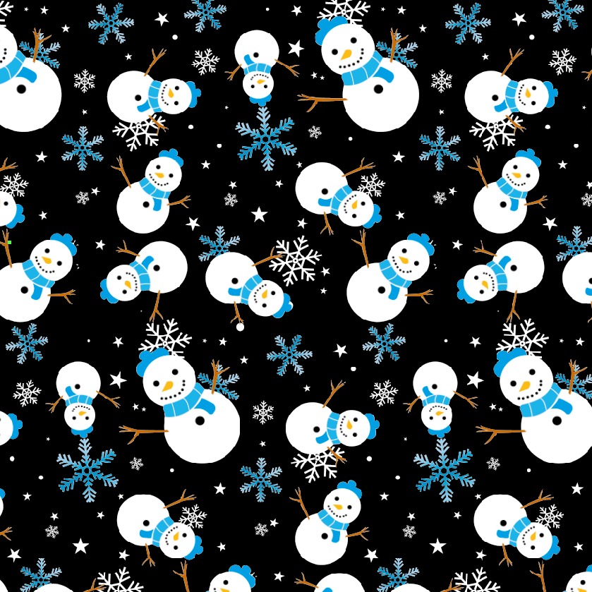 BRUSH ESTAMPADO MUÑECO DE NIEVE FONDO NEGRO