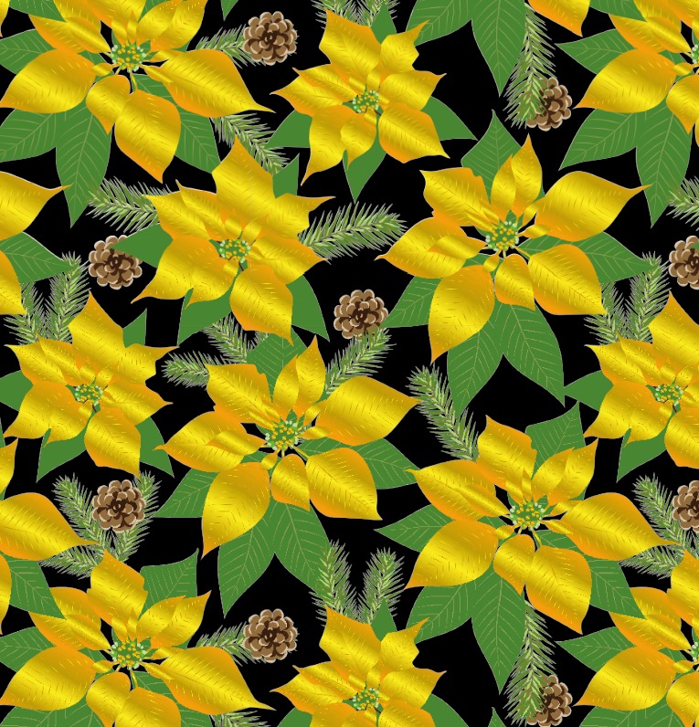 BRUSH ESTAMPADO NAVIDAD PASTORAS DORADAS FONDO NEGRO