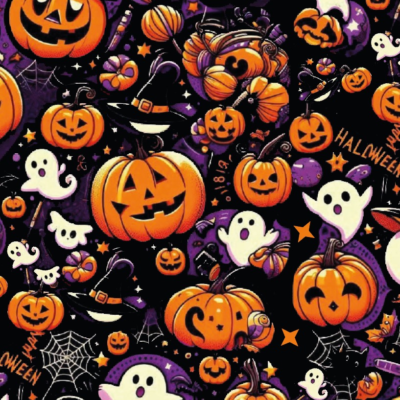 BRUSH ESTAMPADO CALABAZAS Y FANTASMAS