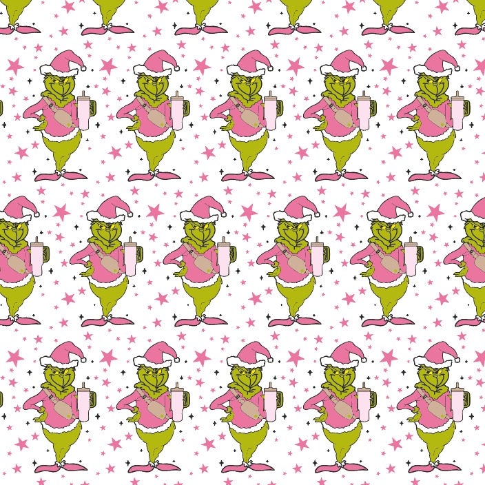 BRUSH ESTAMPADO GRINCH ESTRELLAS ROSAS