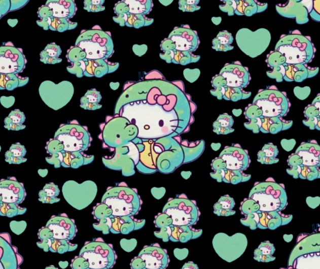 BRUSH ESTAMPADO HELLO KITTY NEGRO DINOSAURIO