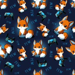 [AZO1002] BRUSH ESTAMPADO ZORRITO FONDO AZUL