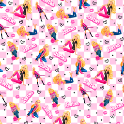 [DBB1006] BRUSH ESTAMPADO BARBIE FONDO CUADROS ROSADO & BLANCOS