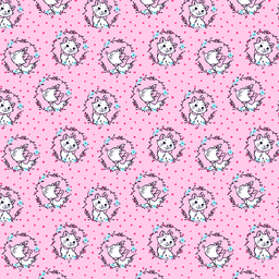 [DGM1004] BRUSH ESTAMPADO GATA MARIE FONDO ROSA & PUNTOS