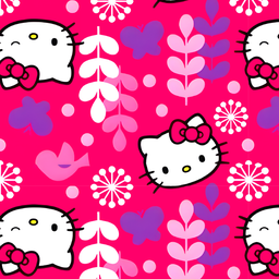[DHK1002] BRUSH ESTAMPADO HELLO KITTY CON FLORES FONDO FUCSIA