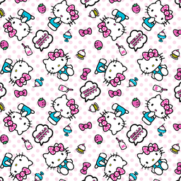 [DHK1006] BRUSH ESTAMPADO HELLO KITTY FONDO BLANCO & PUNTOS ROSADOS