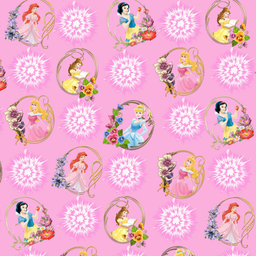 [DPD1001] BRUSH ESTAMPADO PRINCESAS DISNEY CON FLORES FONDO ROSADO