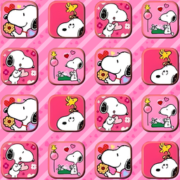 [DSN1000] BRUSH ESTAMPADO SNOOPY CUADROS FONDO RAYAS ROSADAS