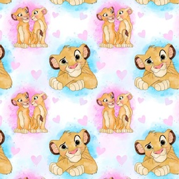[DZI1000] BRUSH ESTAMPADO SIMBA FONDO DE CORAZONES Y MANCHAS