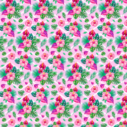 [FLO1027] BRUSH ESTAMPADO TULIPANES ROSADOS FONDO ROSA