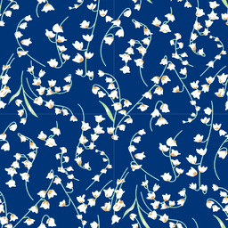 [FLO1036] BRUSH ESTAMPADO FLORES BLANCAS CON AMARILLO FONDO AZUL