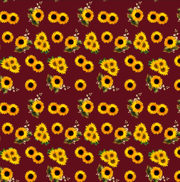 [FLO1059] BRUSH ESTAMPADO GIRASOLES PEQUEÑOS FONDO VINO