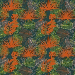 [FLO1064] BRUSH ESTAMPADO HOJAS NARANJA NEON