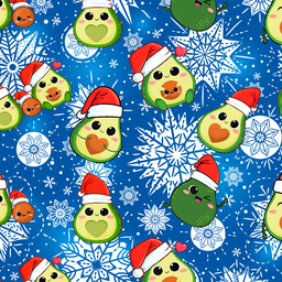 [NAG1000] BRUSH ESTAMPADO NAVIDEÑO AGUACATES FONDO AZUL