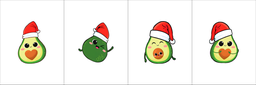 [NAG1002] BRUSH ESTAMPADO FRENTES NAVIDEÑOS AGUACATES FONDO BLANCO X4