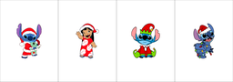 [NTT1004] BRUSH ESTAMPADO FRENTES NAVIDEÑOS STITCH FONDO BLANCO X4