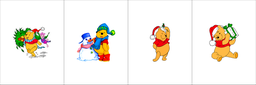 [NWI1001] BRUSH ESTAMPADO FRENTES NAVIDEÑOS WINNIE POOH FONDO BLANCO X4
